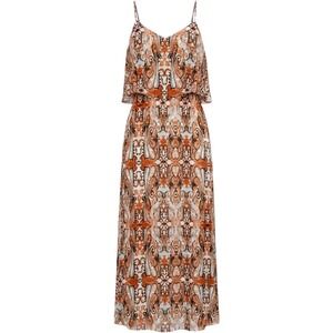 Vintage Tanner 100% Silk Paisley Slip Dress Size 2 Orange‎ Brown Boho